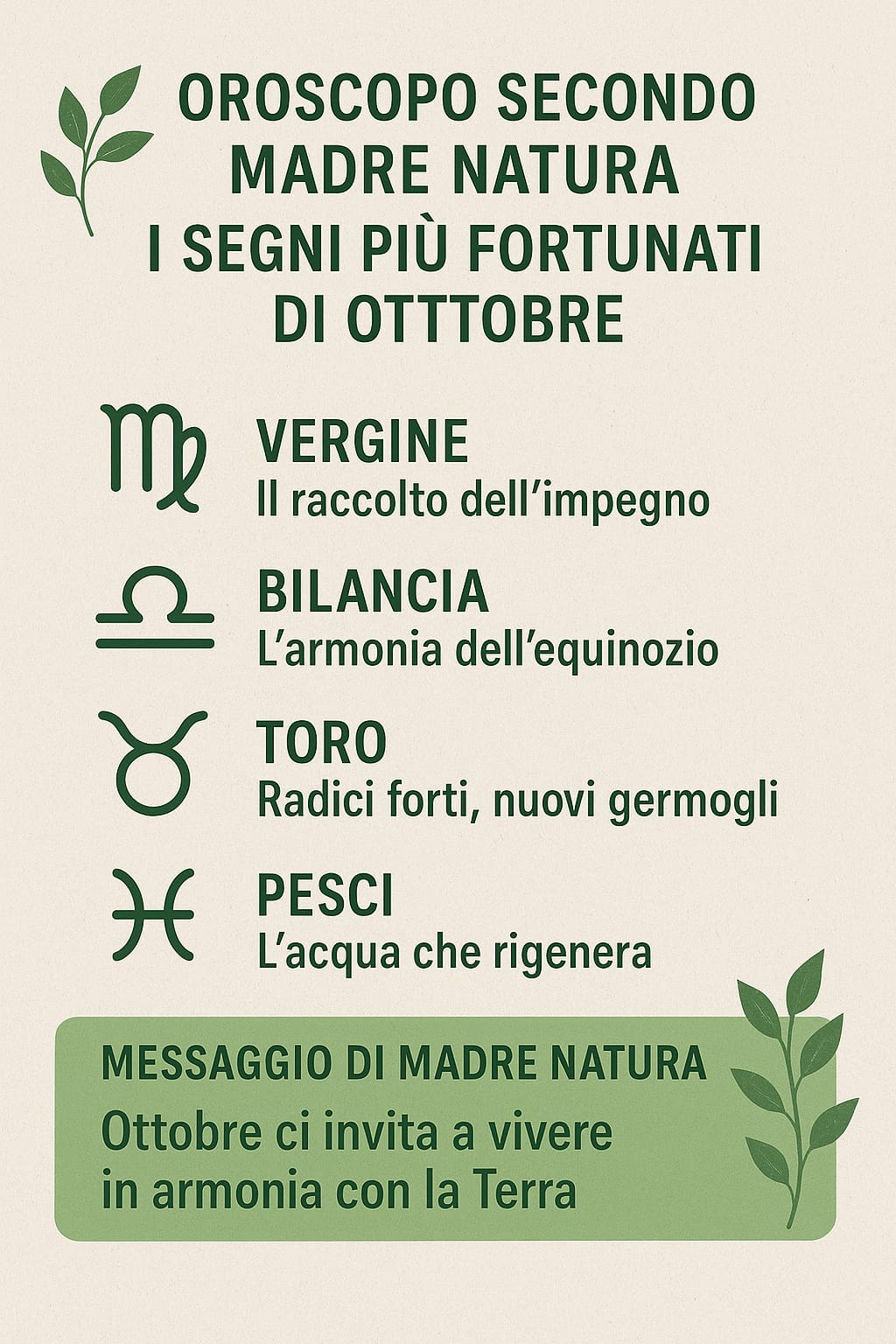 Zodiaco green | Oroscopo secondo Madre Natura: i segni più fortunati di Ottobre